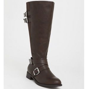 Torrid Brown Faux Leather Wide Calf Boots